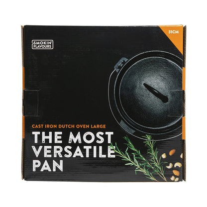 Smokin’ Flavours Gietijzeren Dutch oven large – 31 cm (4,5L)