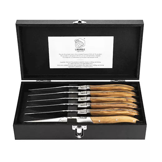 Laguiole Steakmessen set Olijfhout