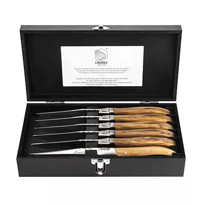 Laguiole Steakmessen set Olijfhout
